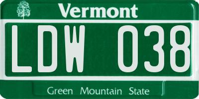 VT license plate LDW038