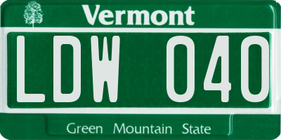 VT license plate LDW040