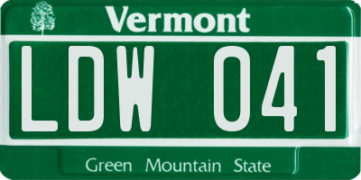 VT license plate LDW041