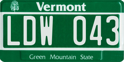 VT license plate LDW043