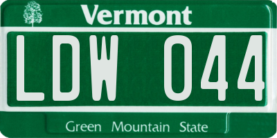 VT license plate LDW044