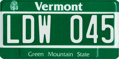 VT license plate LDW045