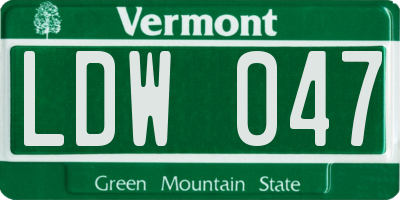 VT license plate LDW047