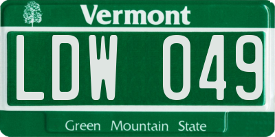 VT license plate LDW049