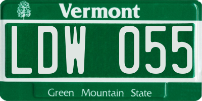 VT license plate LDW055
