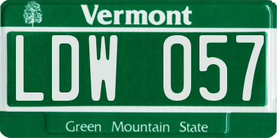 VT license plate LDW057