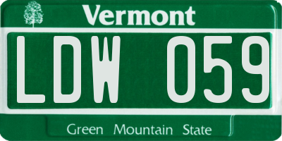VT license plate LDW059