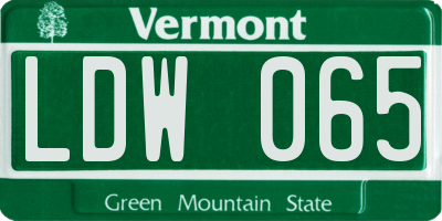 VT license plate LDW065