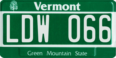 VT license plate LDW066