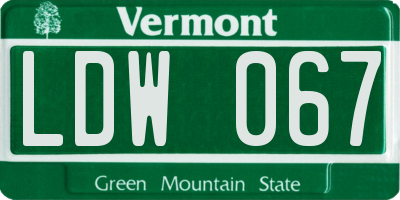 VT license plate LDW067