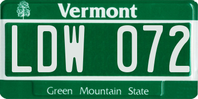 VT license plate LDW072
