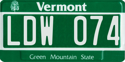 VT license plate LDW074
