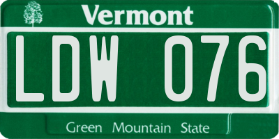 VT license plate LDW076