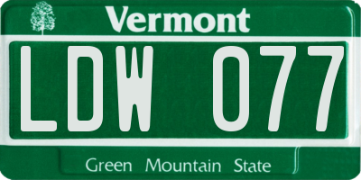 VT license plate LDW077