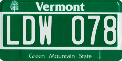 VT license plate LDW078