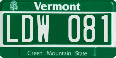 VT license plate LDW081