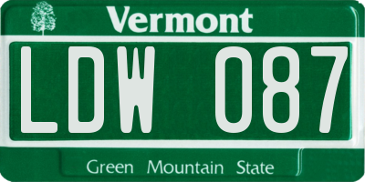 VT license plate LDW087