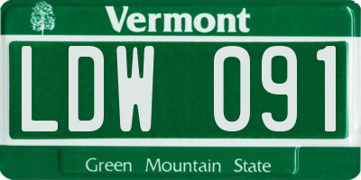 VT license plate LDW091