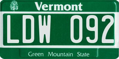 VT license plate LDW092
