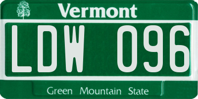 VT license plate LDW096