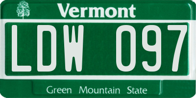 VT license plate LDW097