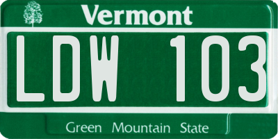 VT license plate LDW103