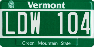 VT license plate LDW104