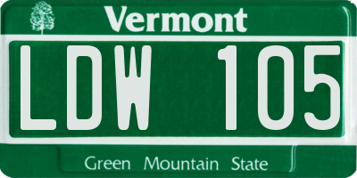 VT license plate LDW105