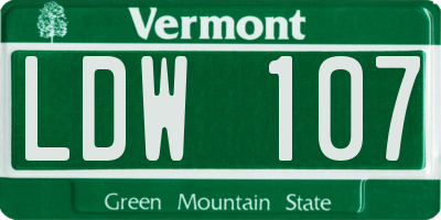 VT license plate LDW107