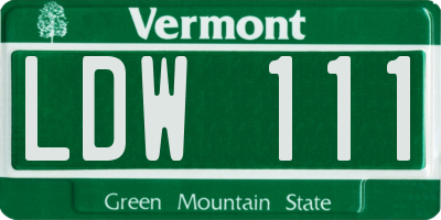 VT license plate LDW111
