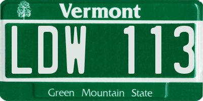 VT license plate LDW113