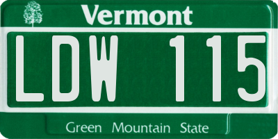 VT license plate LDW115