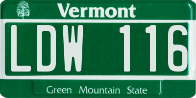 VT license plate LDW116