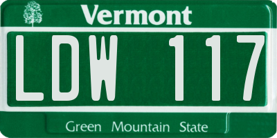 VT license plate LDW117