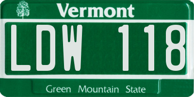 VT license plate LDW118