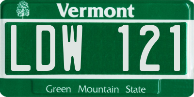 VT license plate LDW121