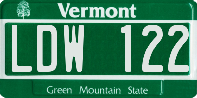 VT license plate LDW122