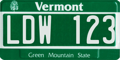 VT license plate LDW123