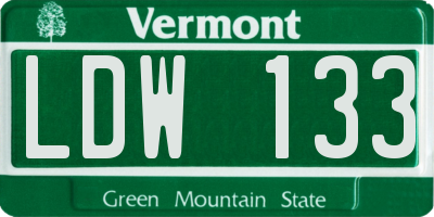 VT license plate LDW133