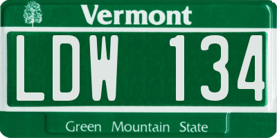 VT license plate LDW134