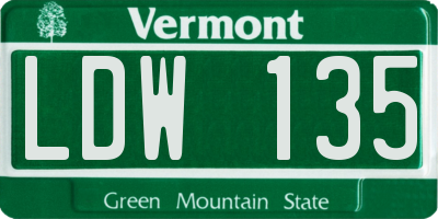VT license plate LDW135