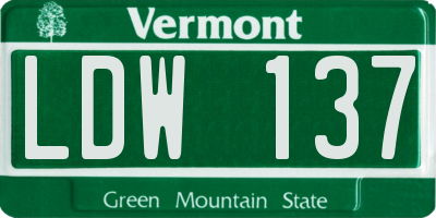 VT license plate LDW137