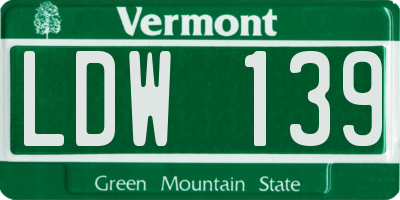 VT license plate LDW139