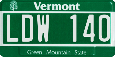 VT license plate LDW140