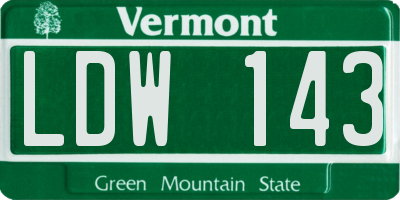 VT license plate LDW143