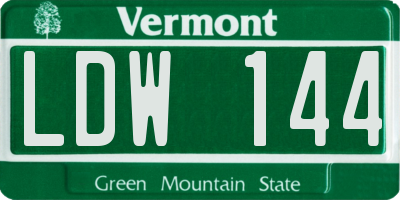 VT license plate LDW144