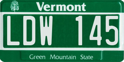 VT license plate LDW145