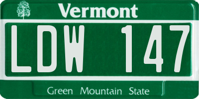 VT license plate LDW147