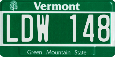 VT license plate LDW148