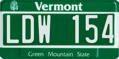 VT license plate LDW154